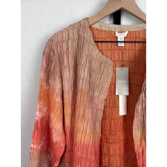 NEW Chico's Adamma Open Front Jacket Women's XL Ruched Sunset Ombre Soft Stretch - Picture 4 of 13